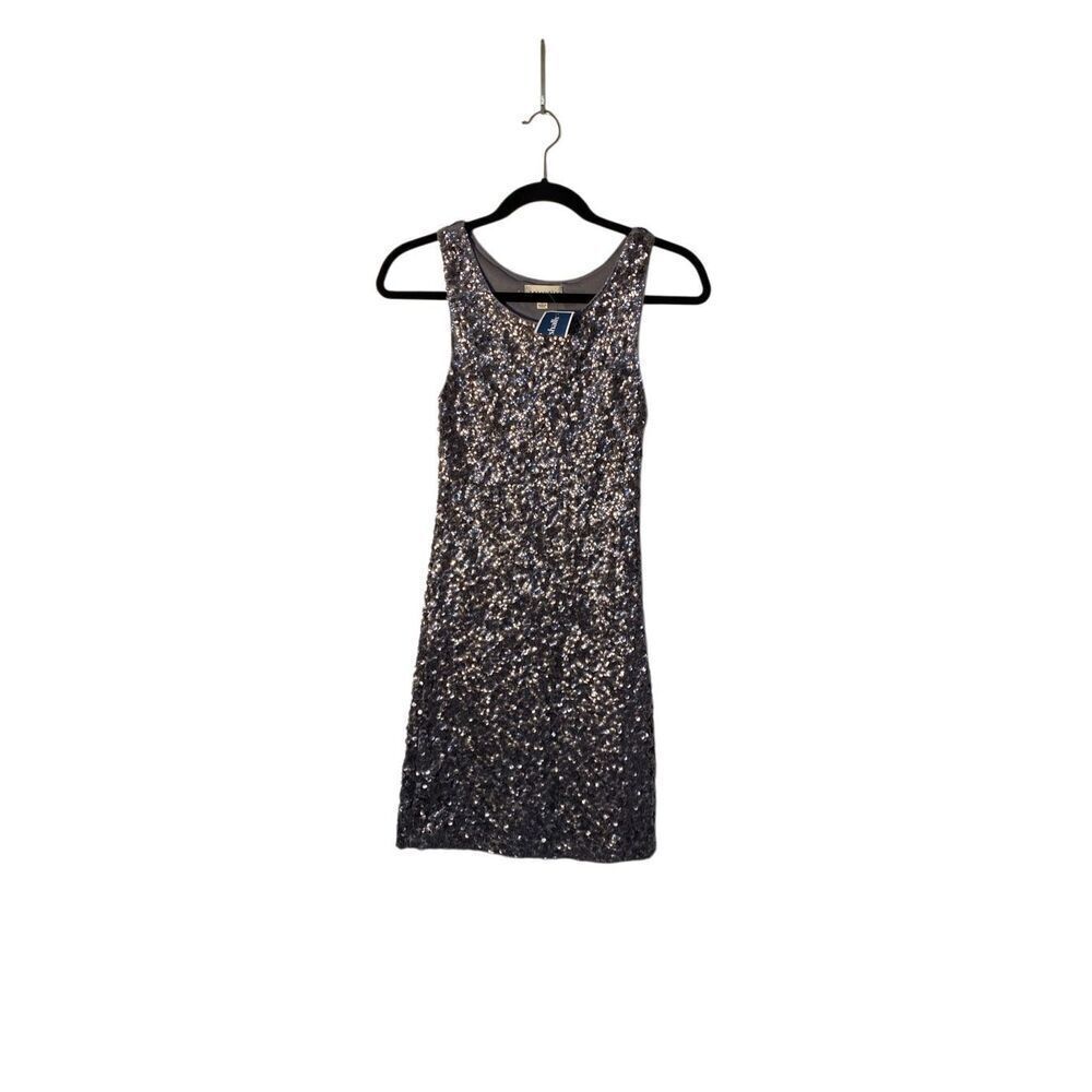 NWT amber blue women’s silver Sleeveless Sequin, mini dress size medium